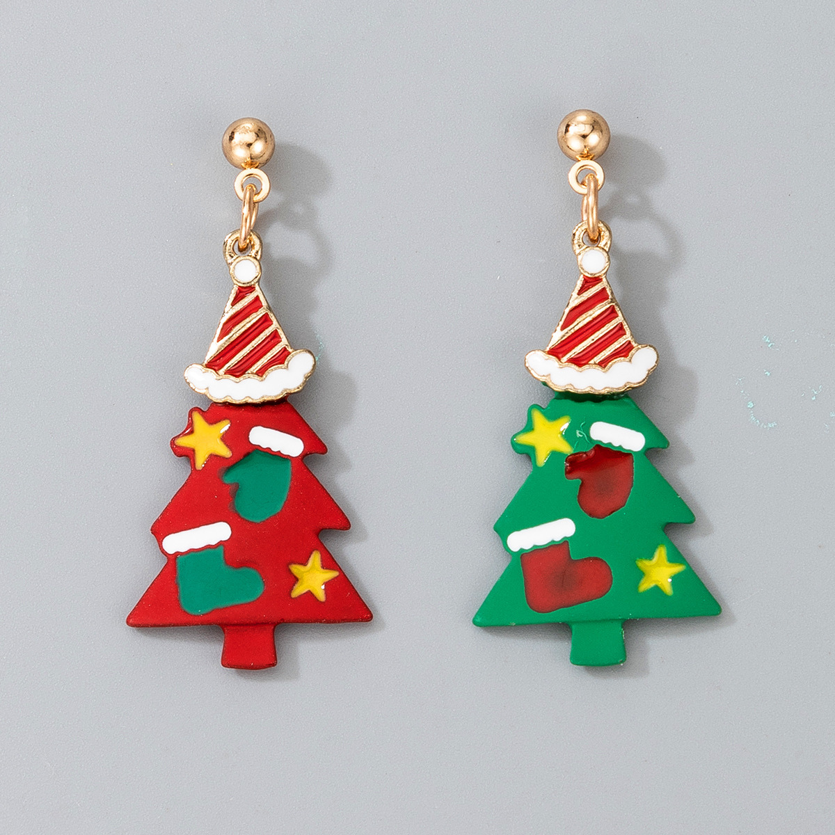 Christmas Tree Snowman Elk Santa Earrings display picture 9