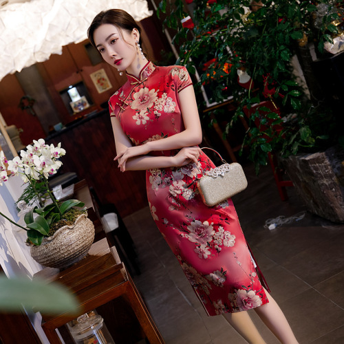 Chinese Dresses Qipao for women robe chinoise cheongsam Cheongsam short sleeve long Shanghai cheongsam dress