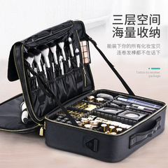 大容量皮質化妝包女便攜化妝師跟妝化妝品收納包紋繡工具箱代發