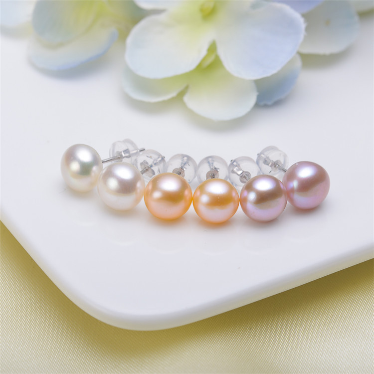 4g Weight 925 Sterling Silver Ear Needle Material Ear Studs Classification 1 Pair Pearl Freshwater Pearl Earrings Geometric Ear Studs