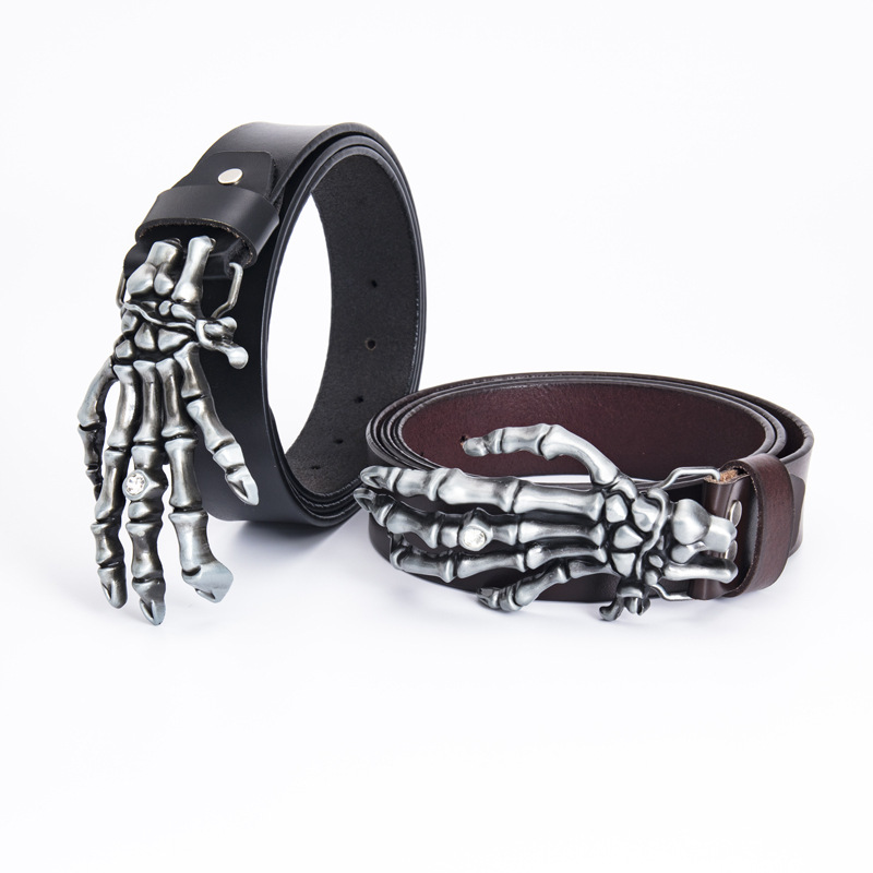 New Hot Men's Skull Large Head Claw Rider Personalized Trendy Outdoor Leisure Fashion Plate Buckle Pant Belt_voghion.com