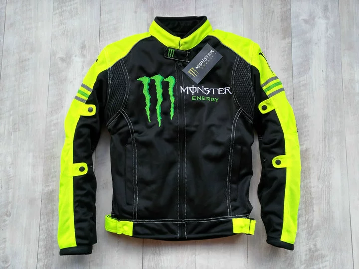 Zomer ademend motorjack - dun racepak met anti-val beschermende uitrusting en Monster Energy-ontwerp