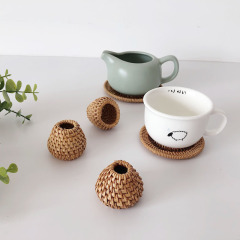 Vietnamese rattan lid rest for teapot, tea set accessory, tea ceremony spare parts, decorative item, Instagram style