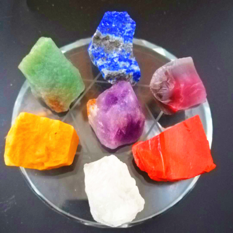 七轮能量晶石收藏~天然水晶半宝石 七脉轮瑜伽原矿石套装礼盒 图 2