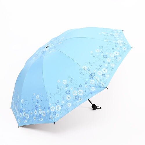 Custom large-size foldable sunshade umbrella with reinforced frame, direct supply from manufacturer, ten-bone manual rain umbrella with flower design