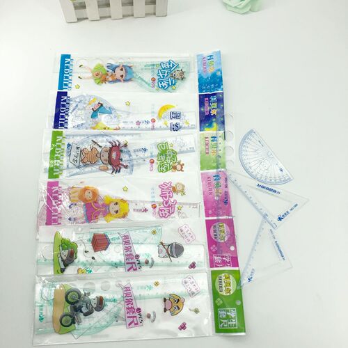 Triangular board ruler set for primary school students cute set of rulers for men and women, children's school supplies and stationery four-piece set wholesale