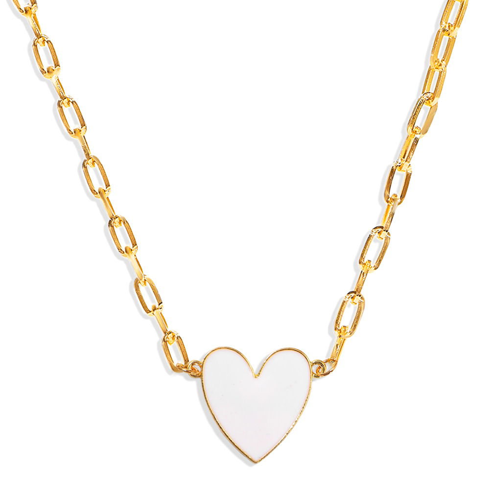 Gold-plated Blue And White Peach Heart Metal Simple Fashion Trend Alloy Necklace For Women display picture 2