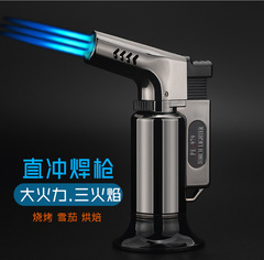 Factory direct sales three direct flush large welding gun spray gun barbecue kitchen lighter camping outdoor cigar lighting moxibustion