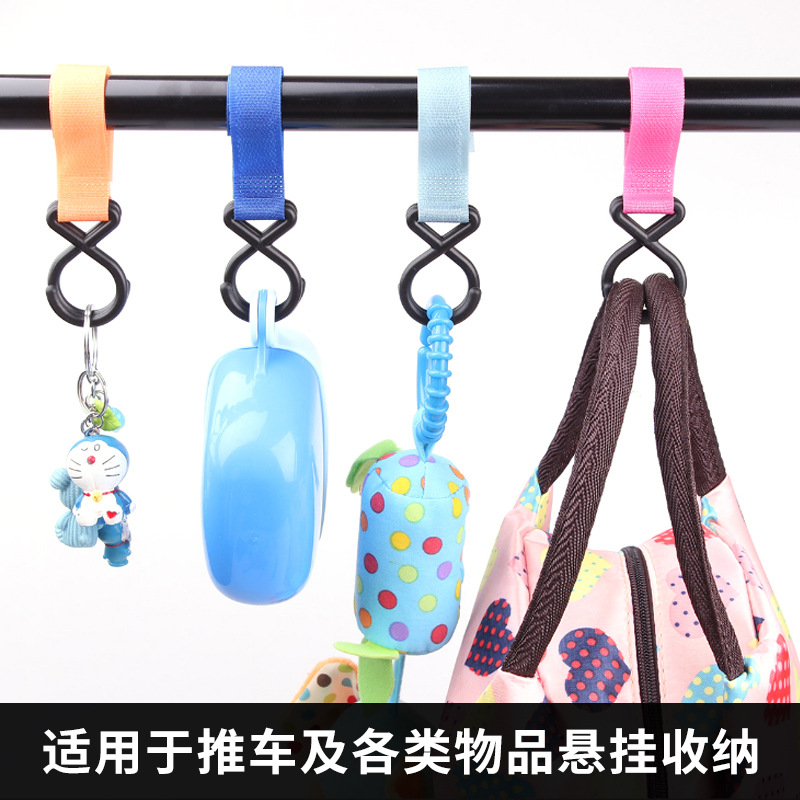 Baby stroller hook multi-functional nylon Velcro strap children's umbrella stroller baby storage hook accessories