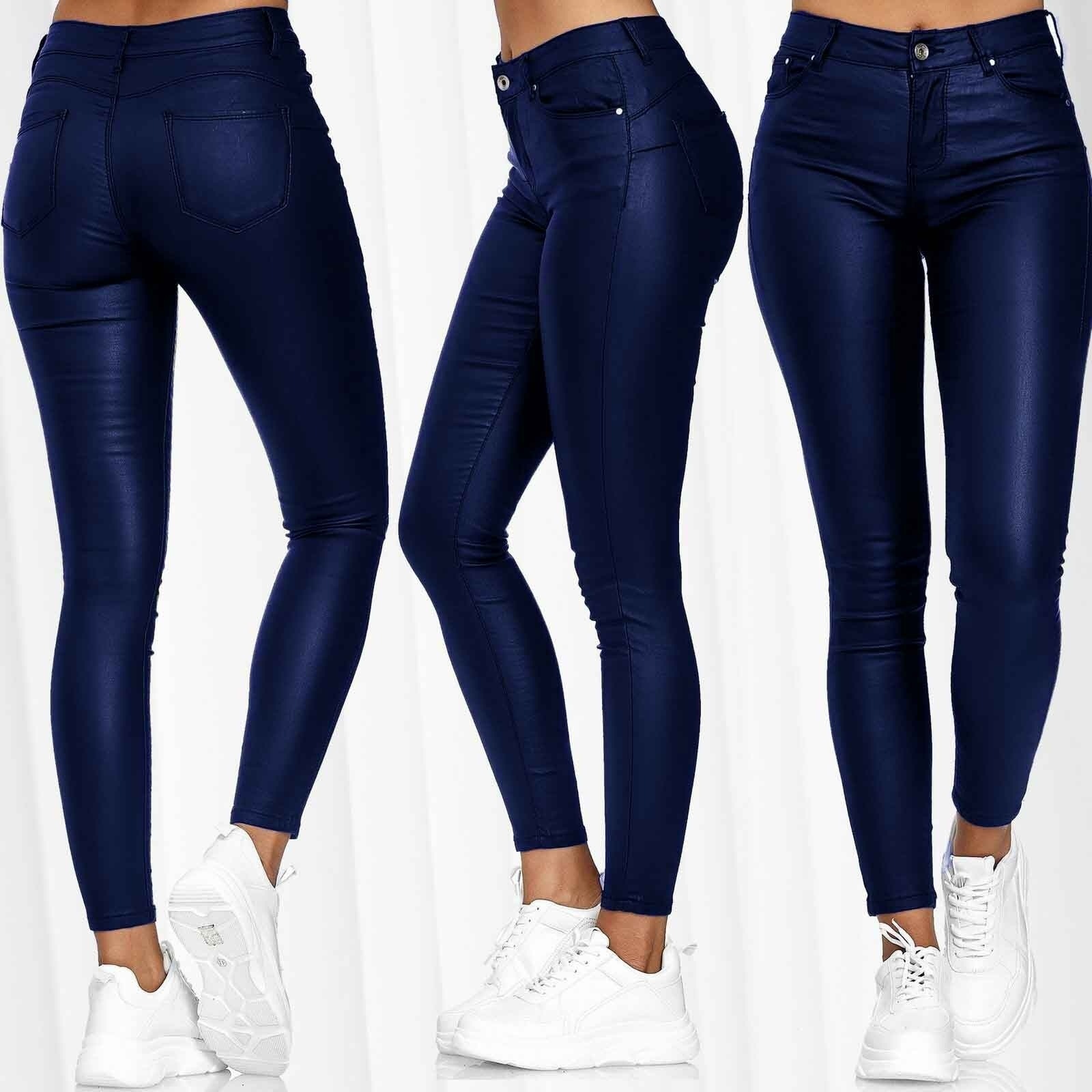 K New Solid Color Leather Casual Pants, Small Legged Pants, Women's Pants_voghion.com