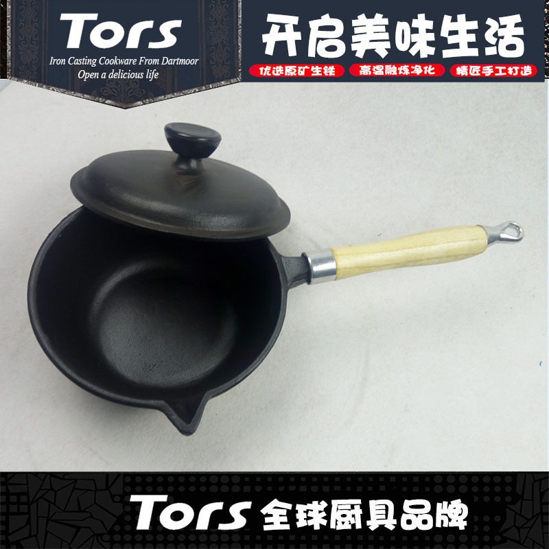 토레스 주철 단열 나무 손잡이 따뜻한 우유 냄비 아기와 유아를위한 원시 철 우유 냄비 건강 식품 보충 철 냄비 코팅되지 않은