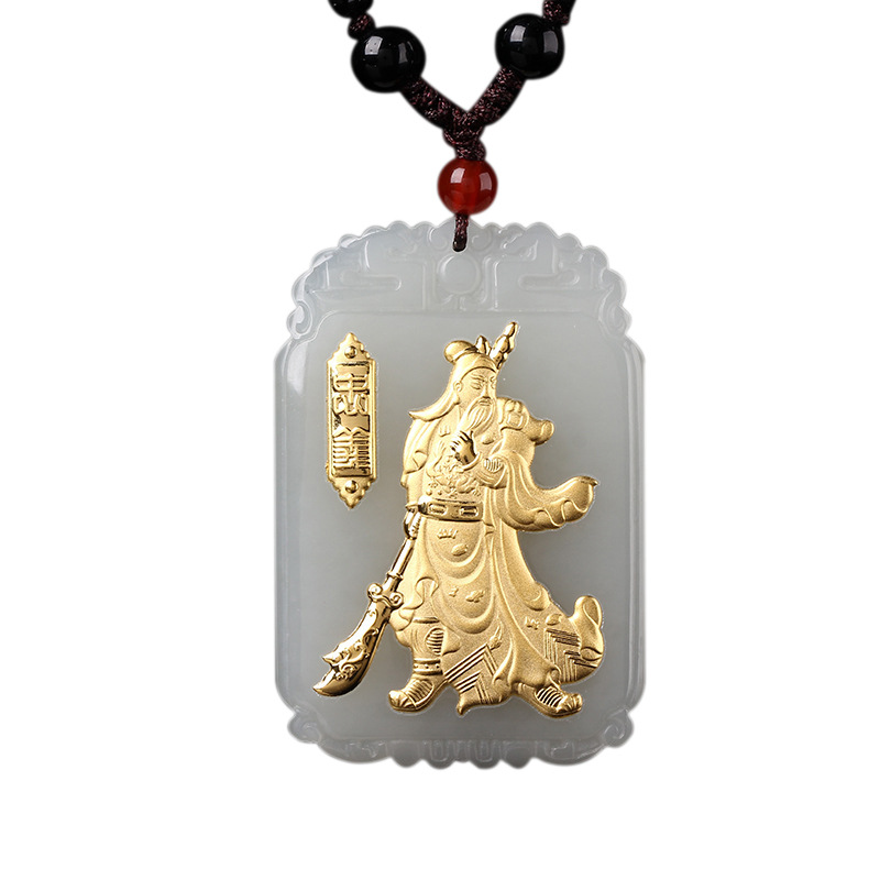 Jin Xiang Yu wholesale Sufficient gold Nephrite Pendant Guan Yu Pendant gift Manufactor wholesale machining HTJ144