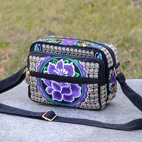 Directo de fábrica Nueva Yunnan estilo étnico bordado bolsa de mensajero de las mujeres bolsa pequeña bolsa ligera simple retro bolsa casual