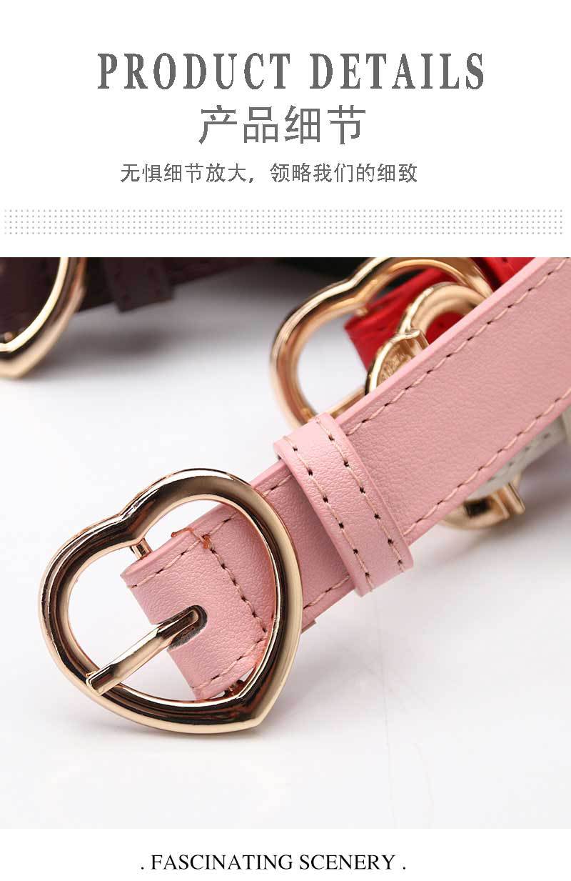 63g Weight Alloy Material Heart, Solid Color Pattern Women'S Gender Basic Style Khaki, Coffee, White, Pink, Red, Green, Camel, Black Color Simple Wild Love Hollow Belt Ladies Pin Buckle Jeans Belt Wholesale 11