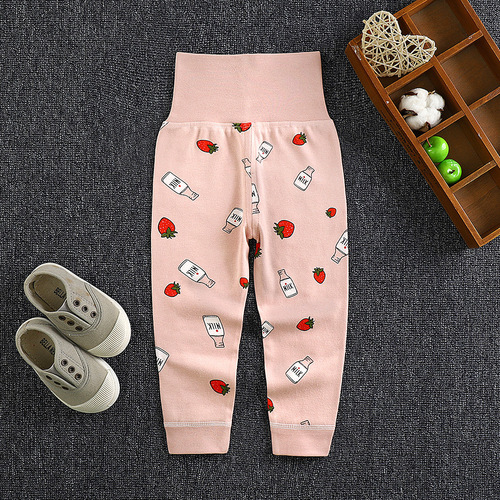 Spring and Autumn Children's Pure Cotton Long Pants Baby High Waist Guard Pants Infant Open Panties Boys and Girls Underwear Sleep Pants 