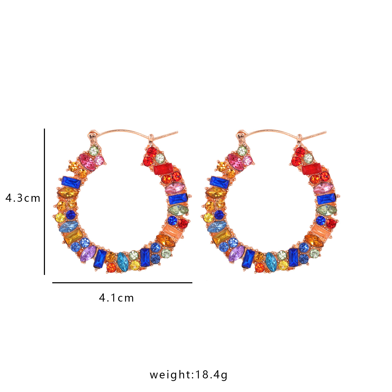 Boucles D&#39;oreilles Fantaisie Rondes Colorées Et Ornées De Diamants display picture 1