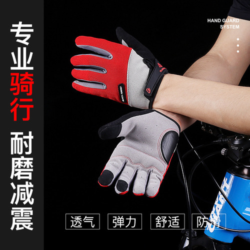 Manufacturer outdoor summer men's and women's sports non-slip fitness bicycle full-finger riding shock-absorbing touch screen gloves wholesale