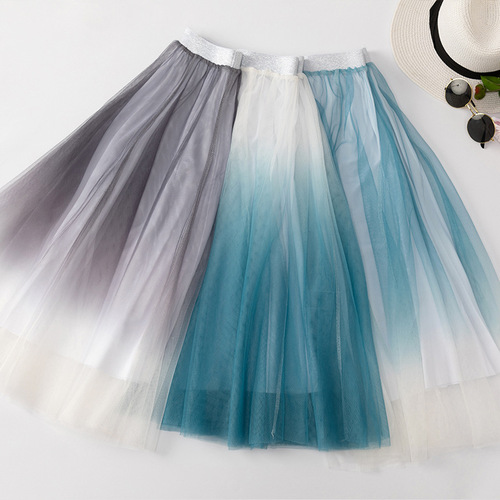 Modern square dance clothing, new mesh gradient skirt, basic training ballet training clothing, adult dance performance clothing