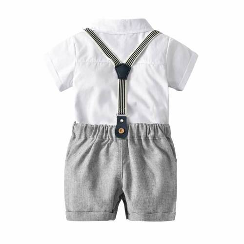 Cross-border Baby Boy Gentleman Suit Summer New Rompers Manufacturer Selling European and American Boy Harness + Hat on behalf of Shipping