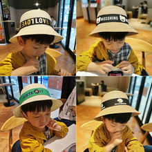 廠家直銷高品質夏季兒童草帽男童女童遮陽帽寶寶太陽帽涼帽盆帽