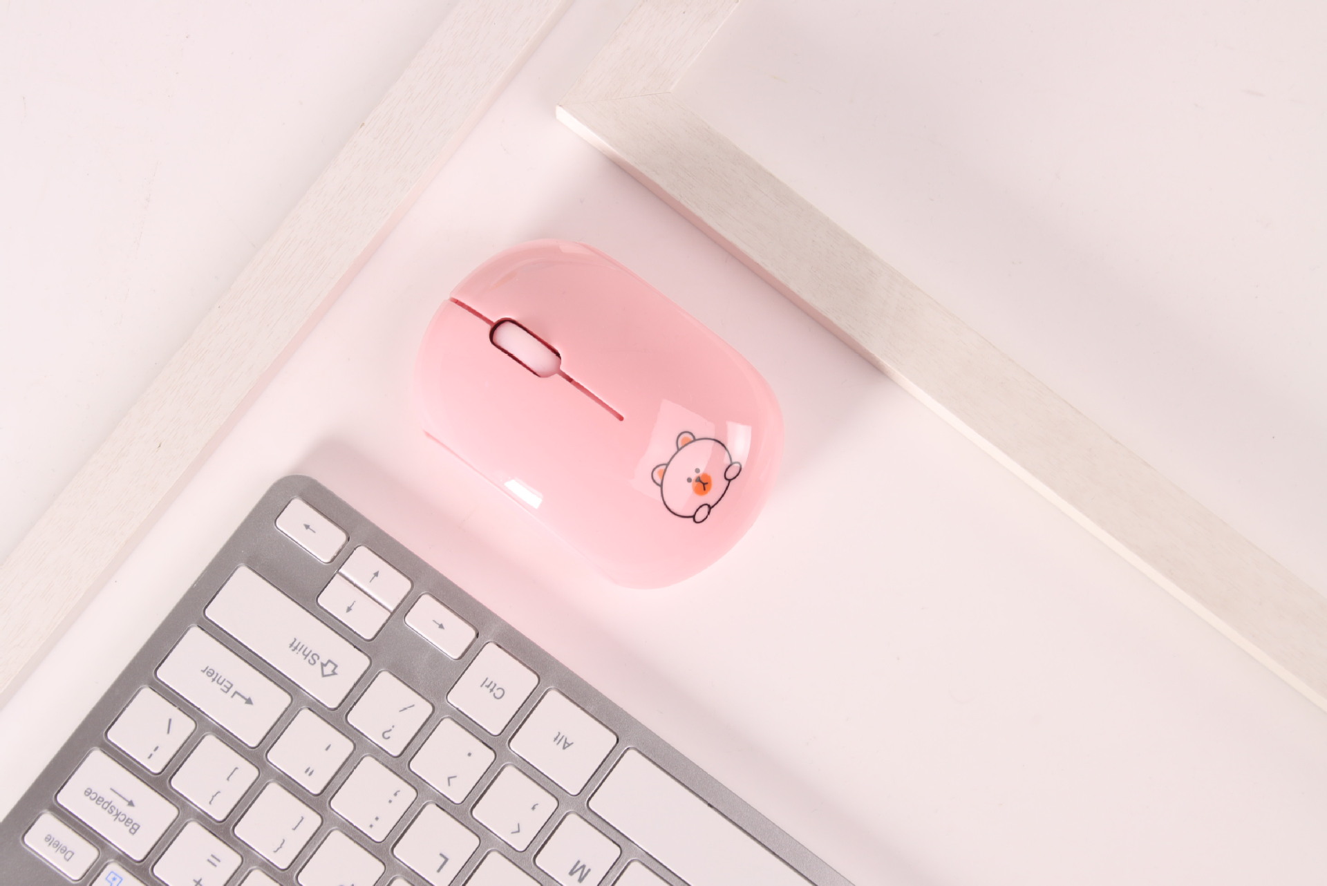 Rechargeable wireless dual-mode Bluetooth laptop desktop computer cute girl silent cartoon mouse_voghion.com