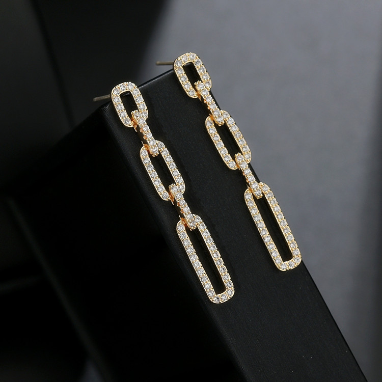 Water Plating Gold Plating Process 1 Pair Glam Geometric Inlay Alloy Zircon 16K Gold Plated White Gold Plated Drop Earrings