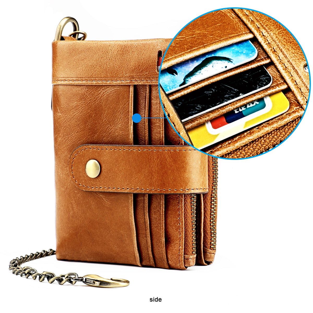 New Anti-theft Brush Wallet Multi-card Slot Leather Coin Purse Zipper Purse display picture 1