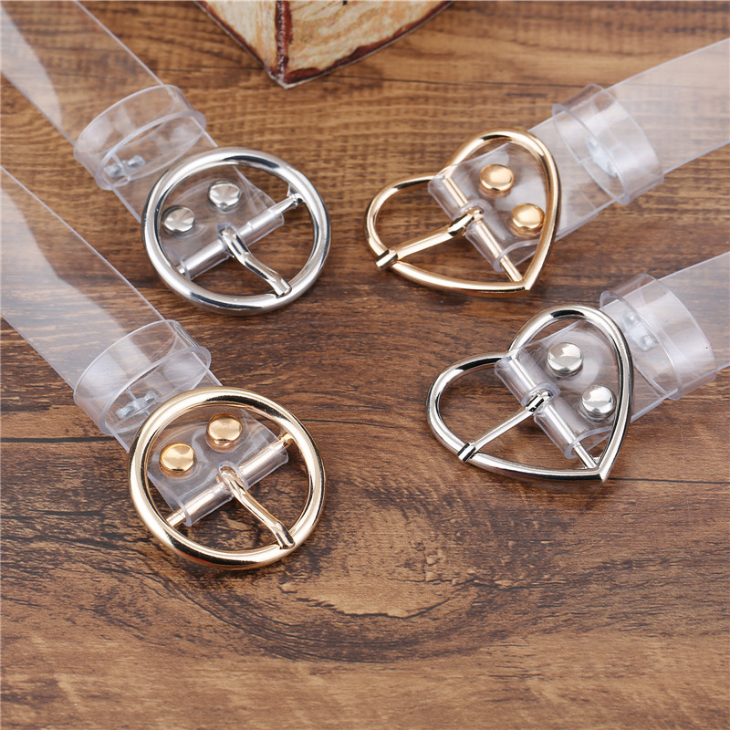 塑胶透明皮带女简约百搭韩国学生个性圆扣带圆圈装饰连衣裙腰带宽