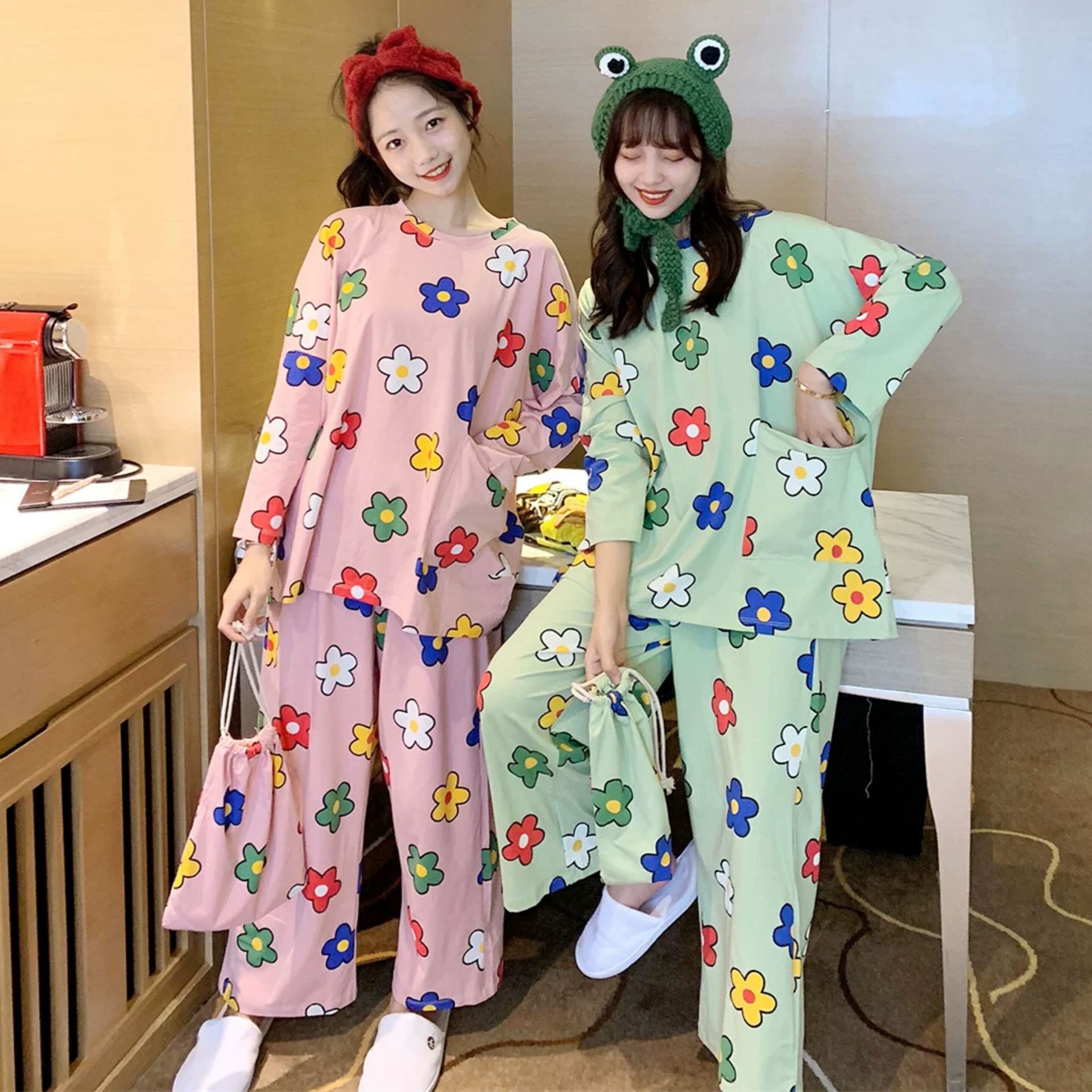 Long-sleeved pajamas women's spring and...