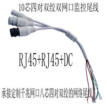 双绞线双RJ45网口4芯双绞10芯安防监控尾线网络信号一分二连接线