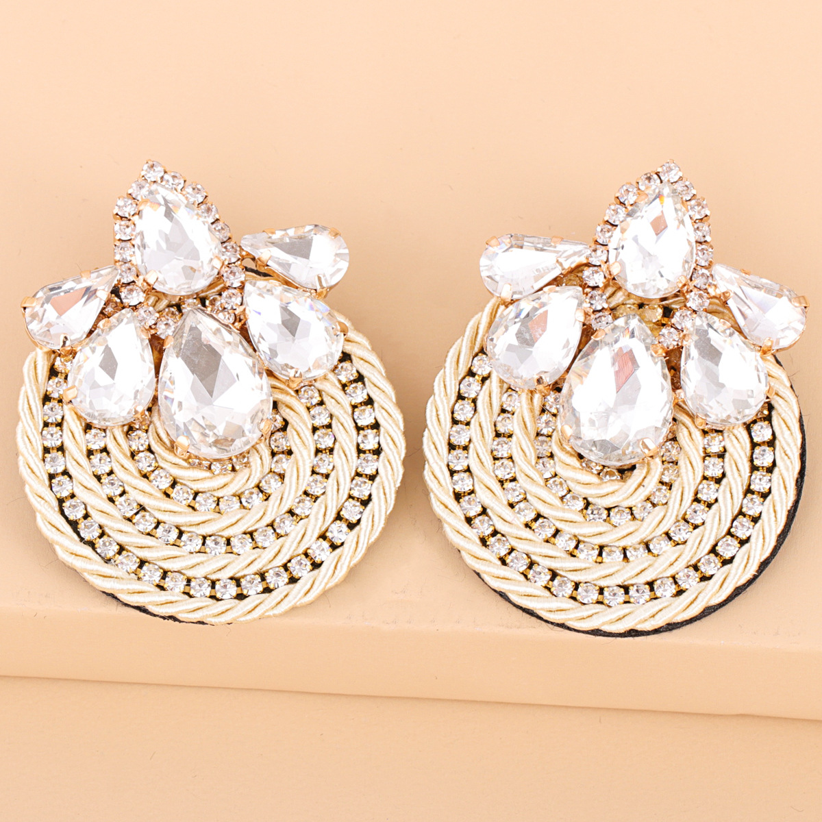 Rhinestone Geometric Round Exaggerated Earrings display picture 29