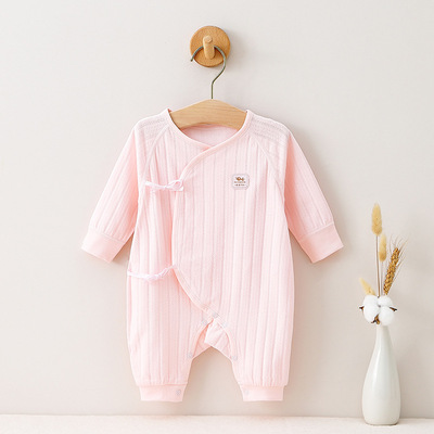 maternity hotels spring and autumn pure cotton Newborn butterfly Romper Cotton No trace Surplice Nursing belly baby one-piece garment