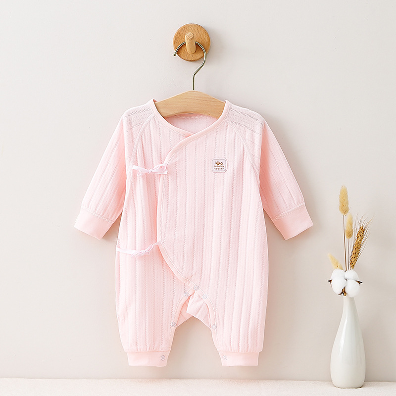 maternity hotels spring and autumn pure cotton Newborn butterfly Romper Cotton No trace Surplice Nursing belly baby one-piece garment