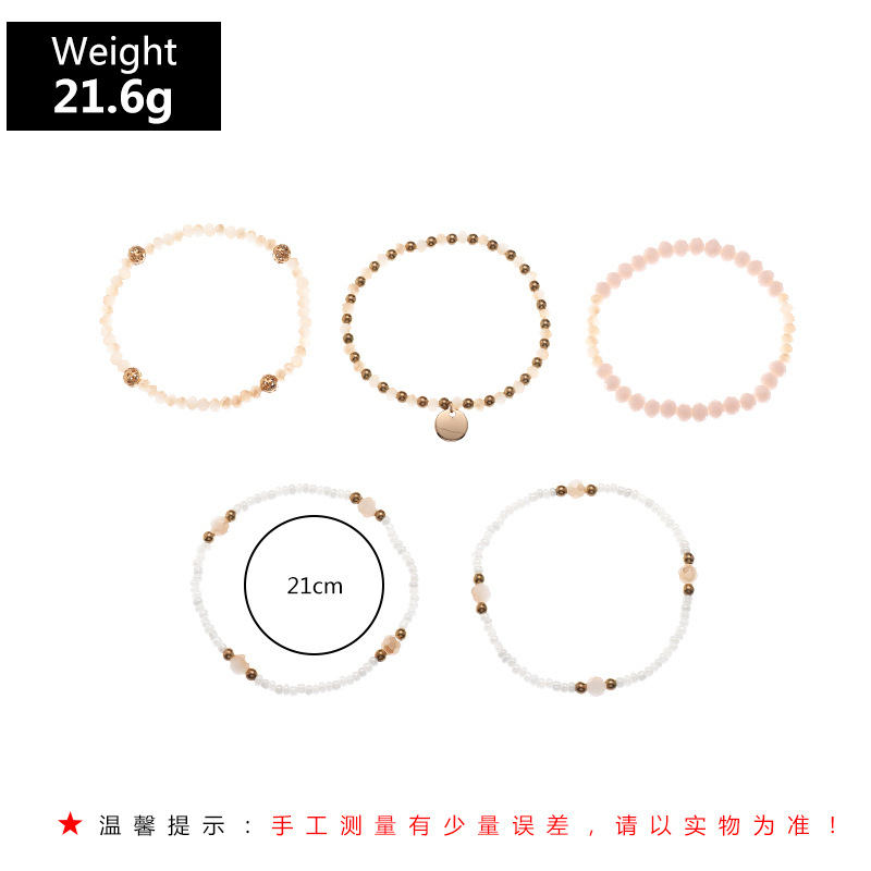 Wholesale Imitation Pearl Rice Beads Elastic Handmade 5-piece Bracelet display picture 1