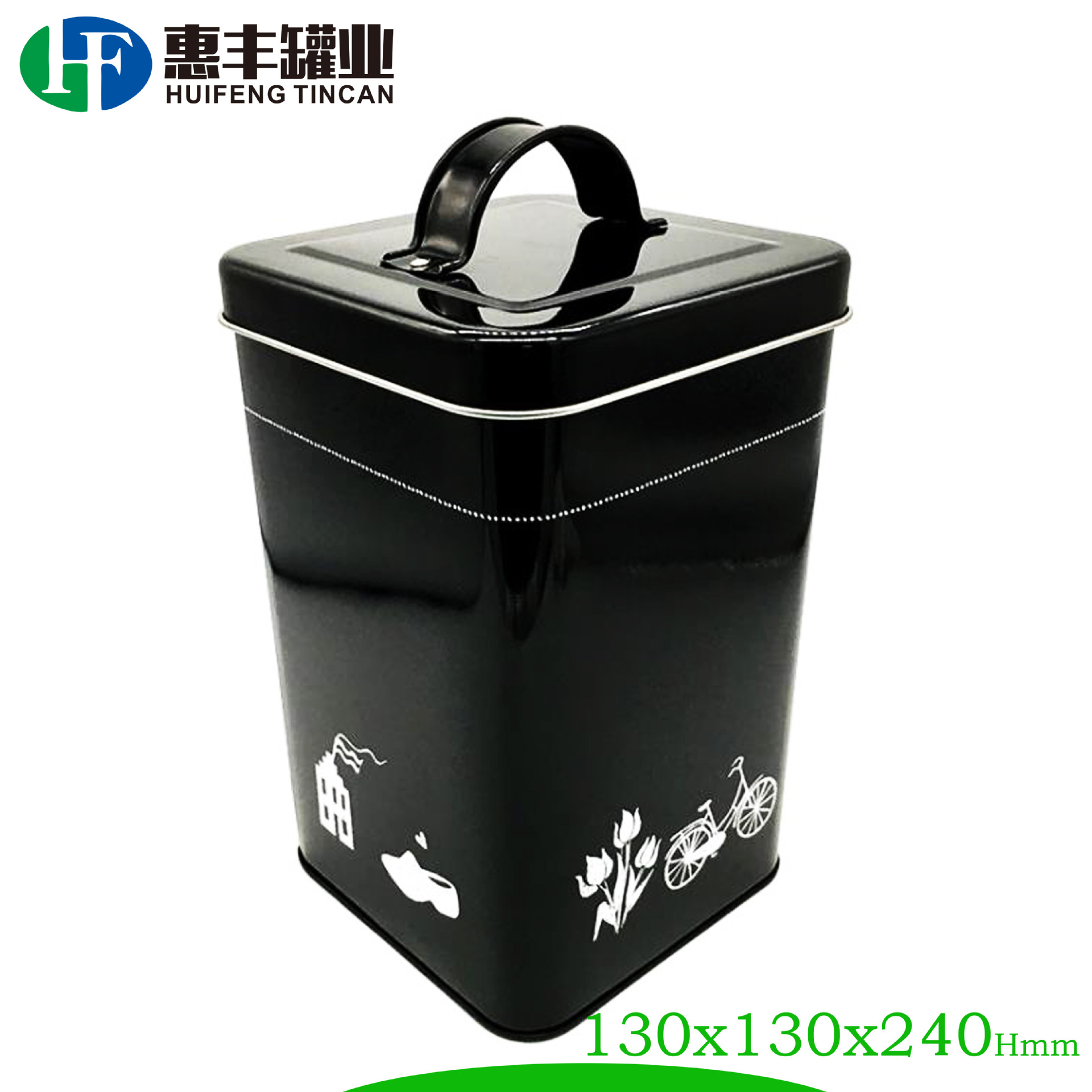 正方形手提铁罐家庭储物罐咖啡收纳盒手挽铁盒欧美礼品铁罐tinbox