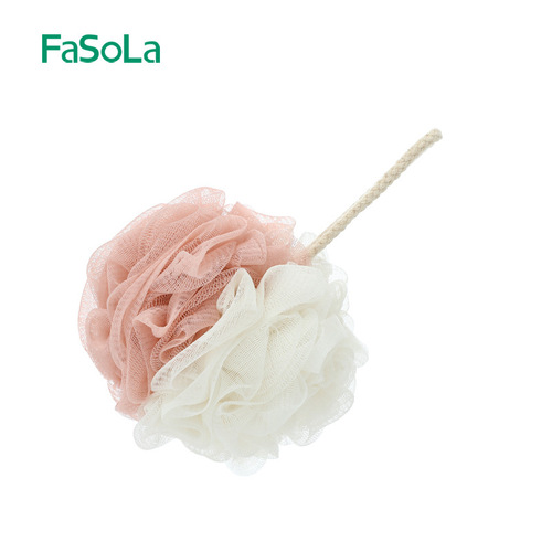 Fasola Long Handle Shower Ball Cute Bath Flowers Soft Sponge Bubble Scrub Bar Bath Supplies Bath Ball Bath Flowers