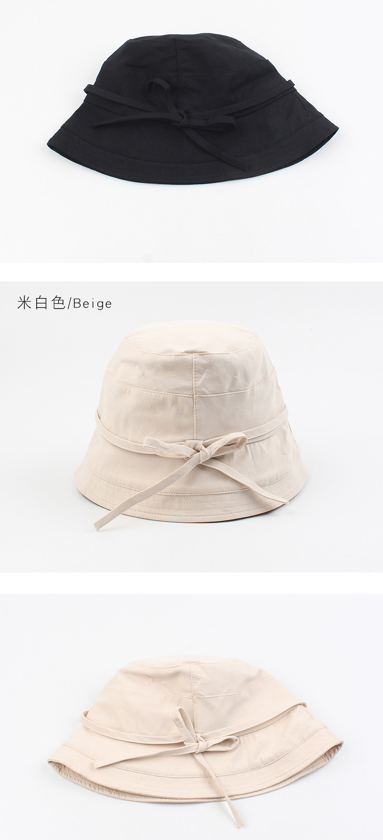 Hat Summer Line Small Edge Basin Hat Literary And Leisure Bowknot Wild Korean Fashion Sun Hat Solid Color Fisherman Hat Wholesale Nihaojewelry display picture 3