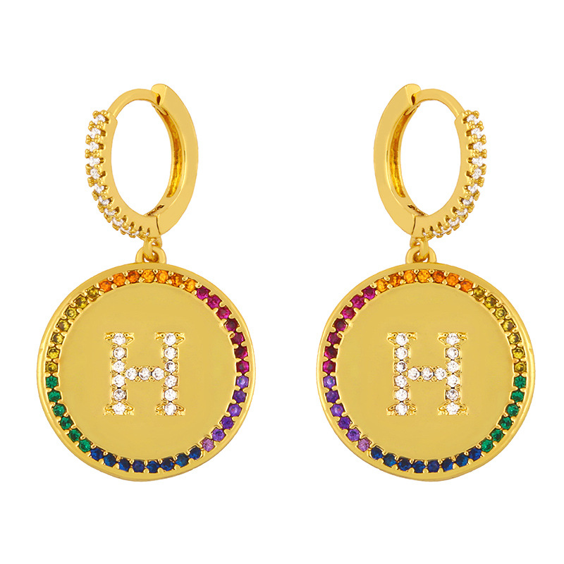 Fashion 26 English Alphabet  Inlaid Color Zircon Earrings display picture 28