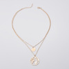 Accessory, card, pendant, fashionable metal multilayer necklace, European style, simple and elegant design