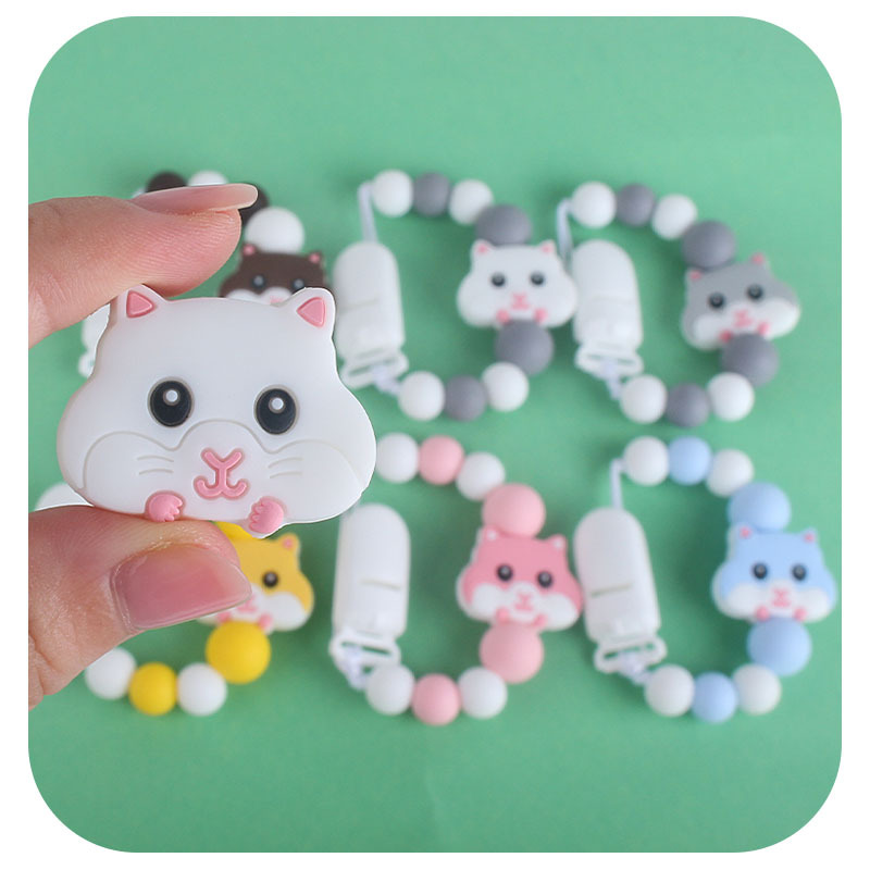 Bebé de plástico chupete clip bebé calmante Cadena de chupete de silicona hamster cadena anti-caída Amazon nueva caliente