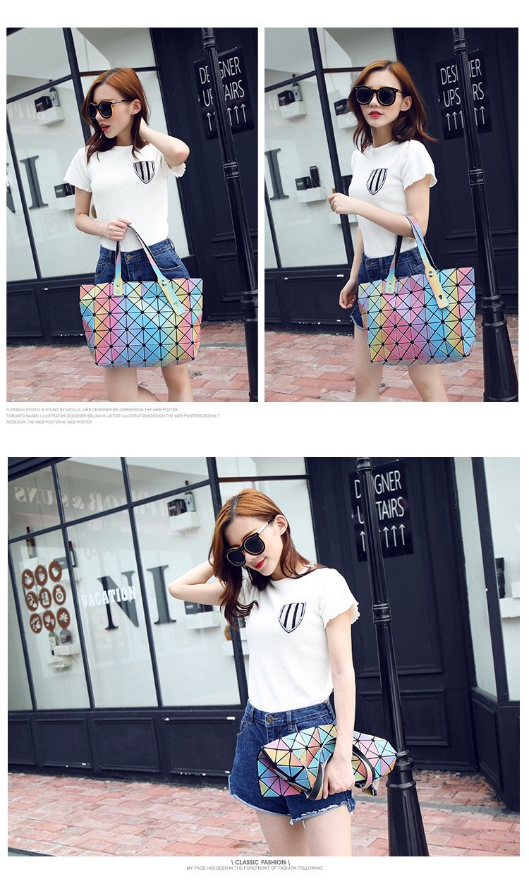 7 * 8 japanesch a koreanesch Trend 3D Reebou Laser Shooting Handtasche zesummeklappbar Rubik's Cube Geometrie Grouss Kapazitéit Villfälteg_voghion.com