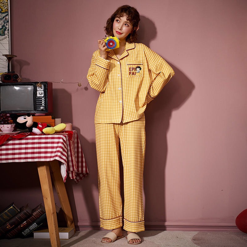 Pijamas de mujer primavera y otoño 100% algodón de manga larga de algodón 2020 nuevo otoño Otoño e Invierno ropa de abrigo para el hogar