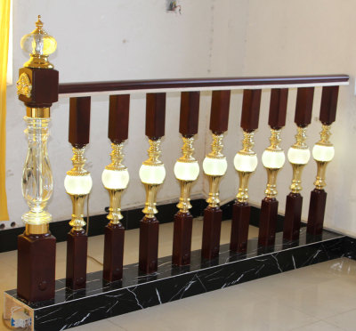 中式家装楼梯立柱水晶楼梯扶手木质楼梯立柱可装灯高度可调节