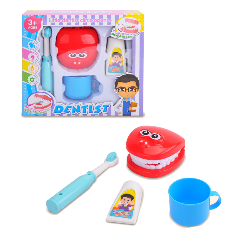 De los niños Qizhi jugar casa doctor juego de rol juguete DIY cepillo de dientes traje dentista conjunto de juguete