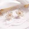 South Korean goods, three dimensional earrings, shiny silver needle, crystal earings, flowered, silver 925 sample