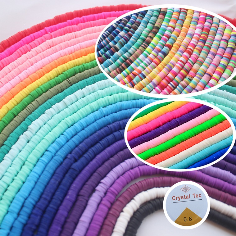 Color soft pottery 6mm round spacematic hand chain necklace accessories soft plasma peer bead Bohemian wind beads