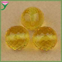 批發價格人造彩色切面帶孔玻璃珠 金黃色穿孔珠子手鏈項鏈玻璃球