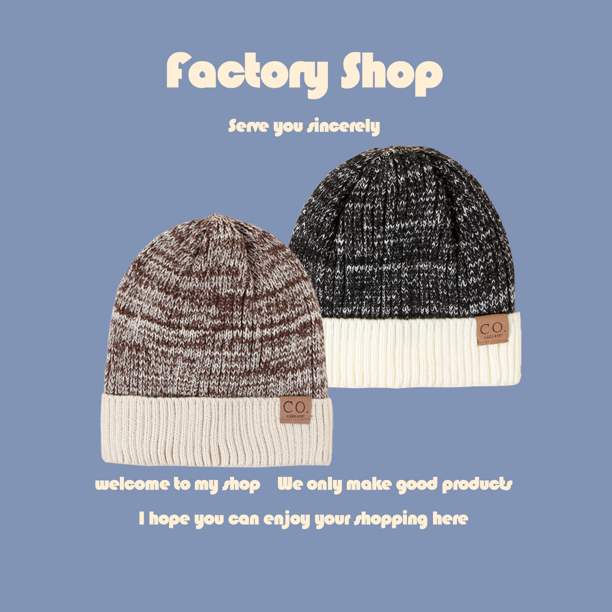 Fashion Leather Label Two-color Woolen Hat display picture 1