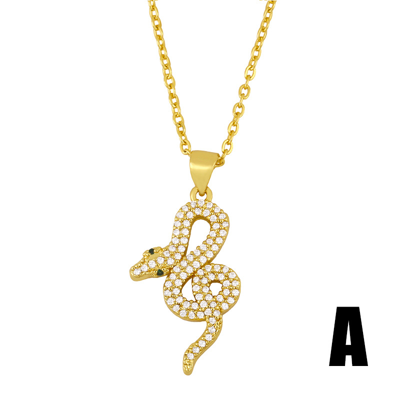 Fashion Simple Snake-shaped Hot-selling New Diamond Pendant Copper Necklace display picture 4
