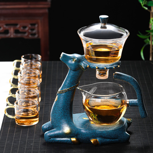 Factory direct sales Japanese-style fully semi-automatic heat-resistant glass teapot magnetic tea maker lazy teapot heat-resistant